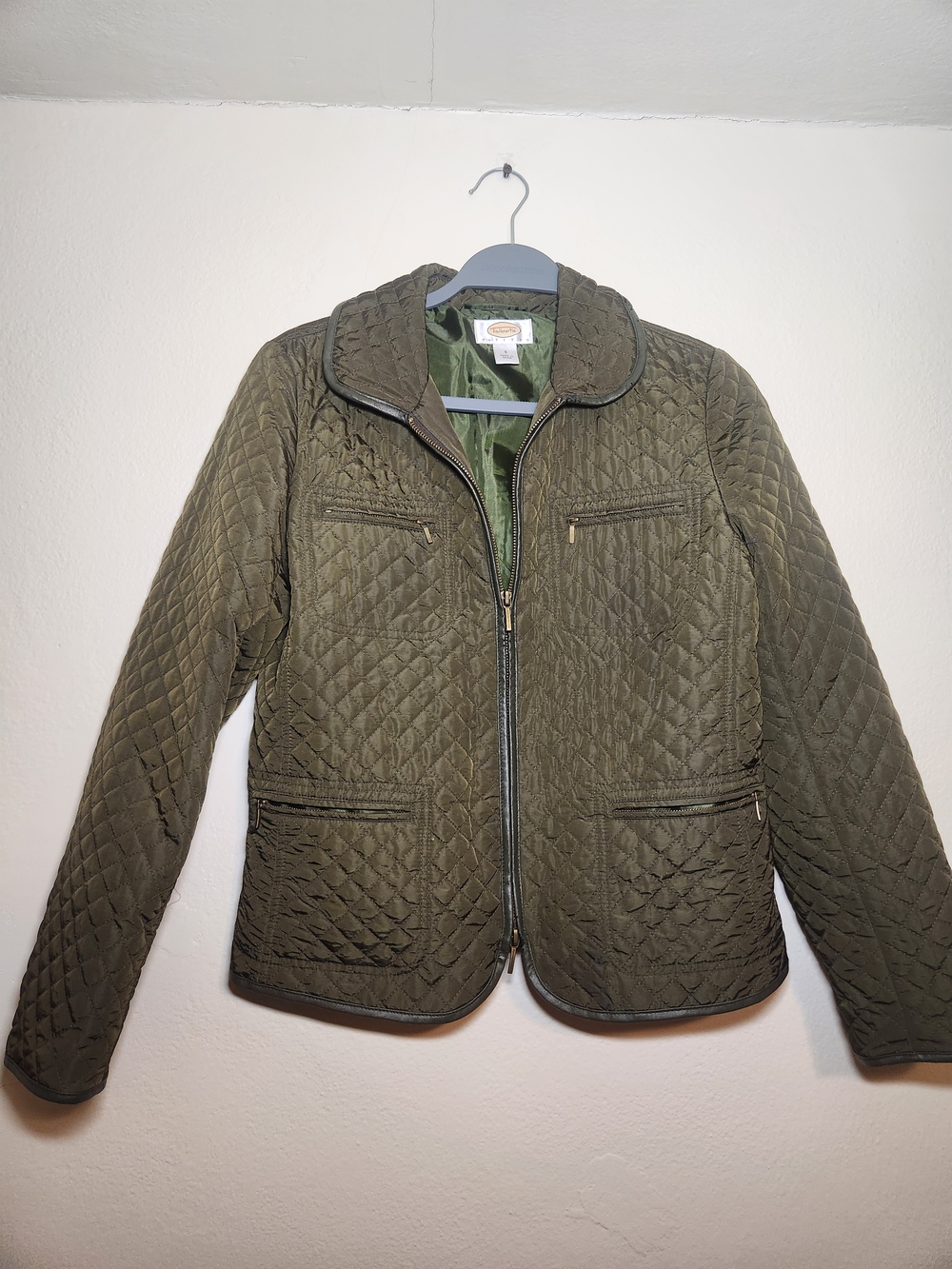 Talbots PETITE Classic Quilted Jacket - Olive Green